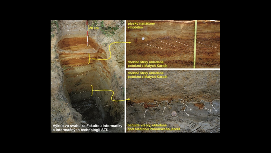 Fotografie sedimentov na odkryve v Mlynskej doline. Zdroj: Univerzita Komenského