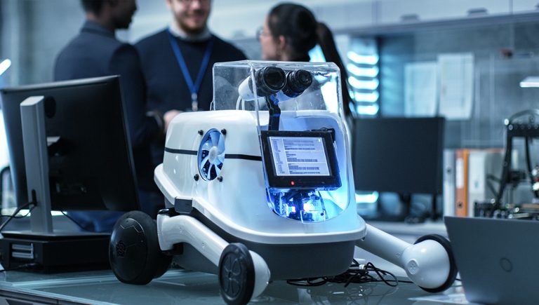 Prototyp robota v modernom laboratóriu. Inovácie. Zdroj: iStockphoto.com
