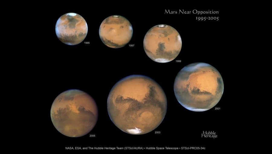 Na záberoch vidno, ako sa postupne počas rokov menili polárne čiapky Marsu.