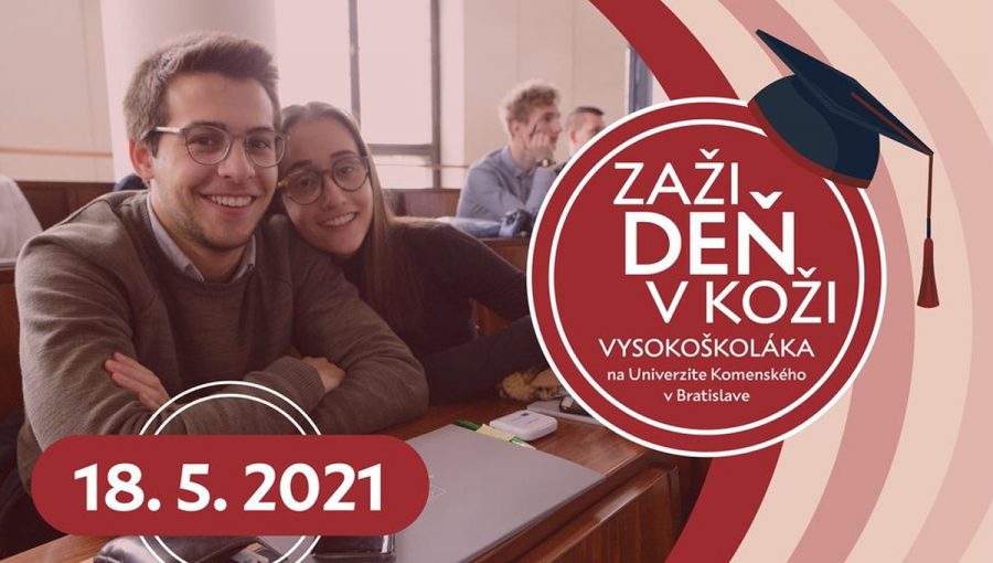 Banner podujatia: Stredoškoláci, spýtajte sa vysokoškolákov na štúdium Univerzita Komenského v Bratislave organizuje podujatie pre stredoškolákov, ktorí chcú vedieť viac o štúdiu na vysokej škole. Ešte pred nástupom na vysokú školu môžu na vlastnej koži zažiť deň vysokoškoláka, pozrieť sa do zákulisia štúdia a získať informácie priamo od študentov UK.