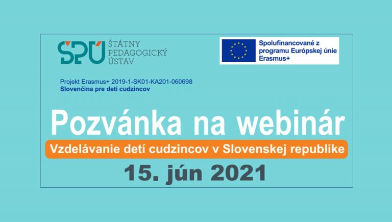 Banner podujatia: Vzdelávanie detí cudzincov v Slovenskej republike (Pozvánka na webinár)