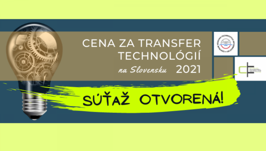 Plagát o otvorení súťaže Cena za transfer technológií 2021