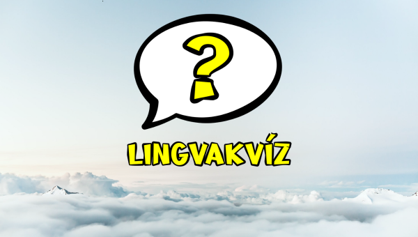 Logo LingvaKvízu – otáznik v bubline, pozadie obloha a oblaky. Zdroj: LK_CVTI SR