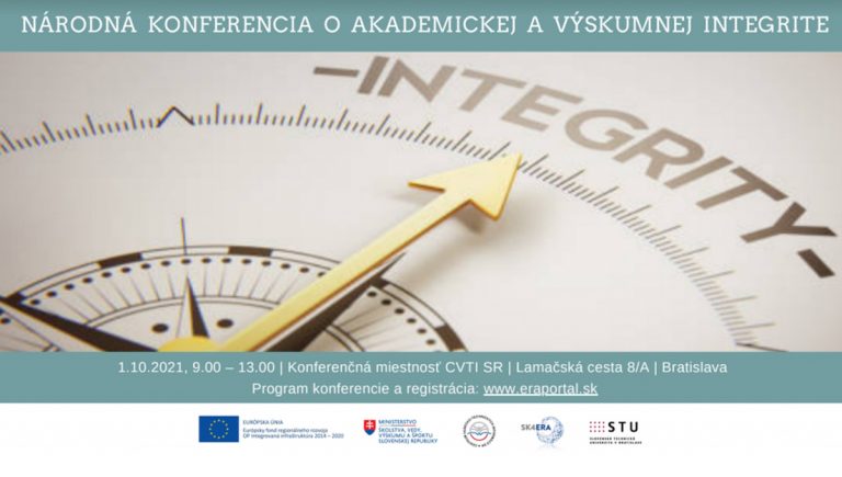 Banner podujatia: Národná konferencia o akademickej a výskumnej integrite