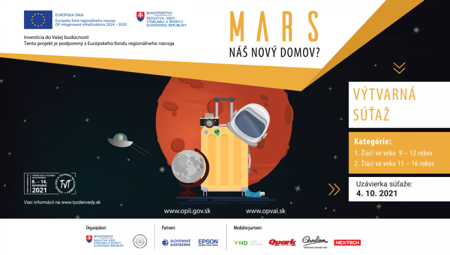 Banner k výtvarnej súťaži na tému „Mars – náš nový domov?“ v rámci Týždňa vedy a techniky na Slovensku v roku 2021