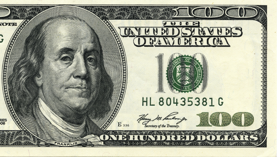 Stodolárovka s portrétom Benjamina Franklina. Zdroj: iStockphoto.com