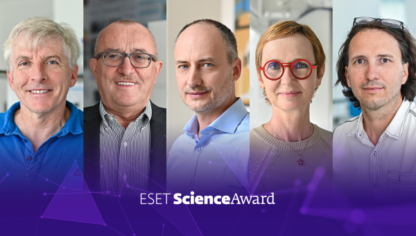 V Cene verejnosti ESET Science Award je možné hlasovať za (zľava): Imrich Barák, Ján Dusza, Martin Gmitra, Katarína Mikušová, Jozef Ukropec. Zdroj: Seesame
