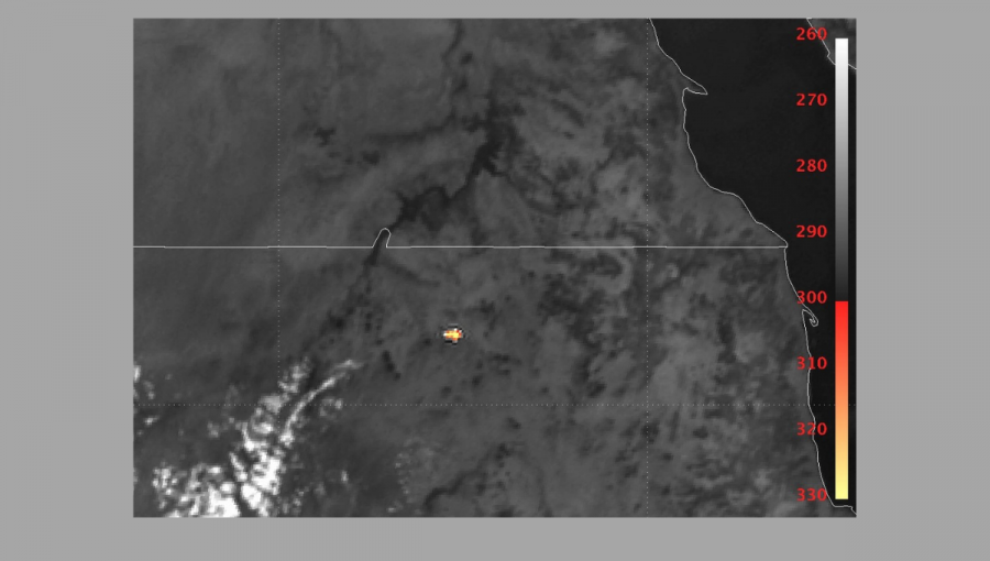 Infračervený záber zo satelitu ukazuje výbuch asteroidu 2008 TC3 nad severovýchodnou Afrikou. Ilustrácia: EUMETSAT