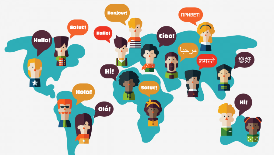 Pozdrav národností v rôznych svetových jazykoch na mape sveta. Zdroj: iStockphoto.com