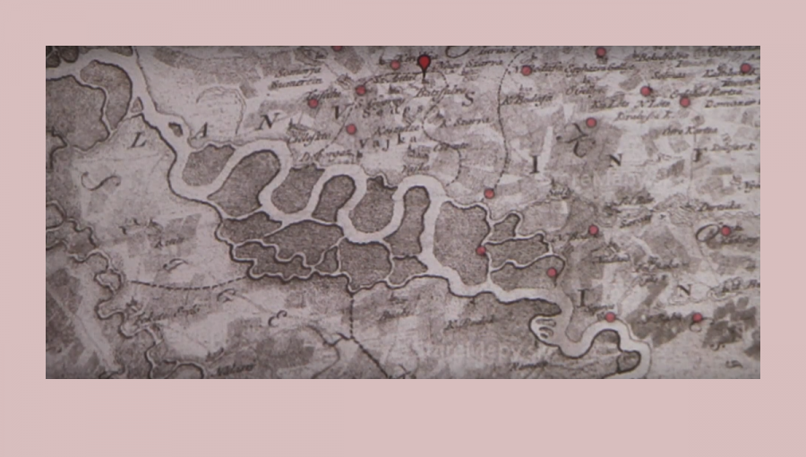 Mapa Dunaja ako ju nakreslil Samuel Mikovíni. Zdroj: Zdroj: Rande so Samkom - dokumentárny film o živote a vynálezoch Samuela Mikovíniho