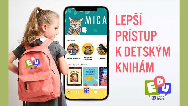 Pohľad na školáčku s batohom a aplikáciu digitálnej knižnice KUBO na obrazovke mobilu Zdroj: Kubomedia