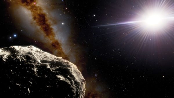 Umelecká predstava o novoobjavenom asteroide 2020 XL5, ktorý so Zemou zdieľa obežnú dráhu okolo Slnka. Zdroj: NOIRLab/NSF/AURA/J. da Silva/Spaceengine
