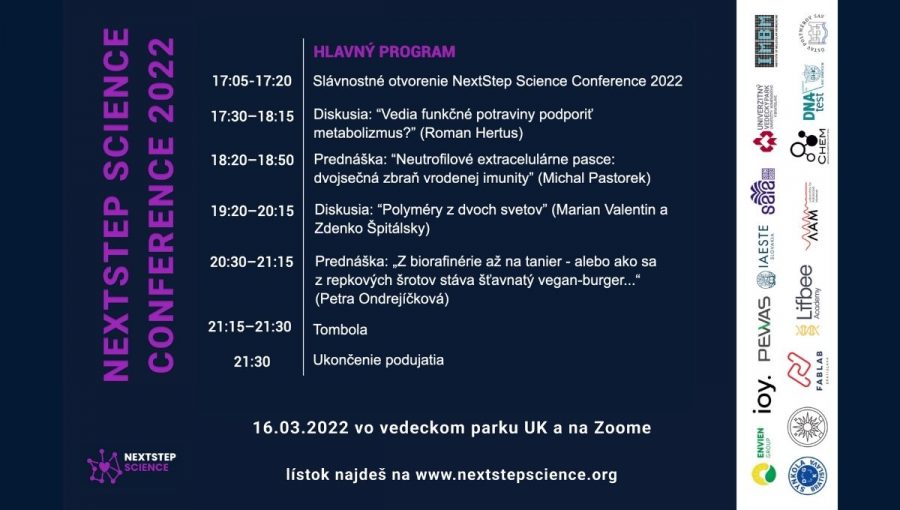 Grafika - program NextStep Science Conference 2022. Zdroj: OZ NextStep Science