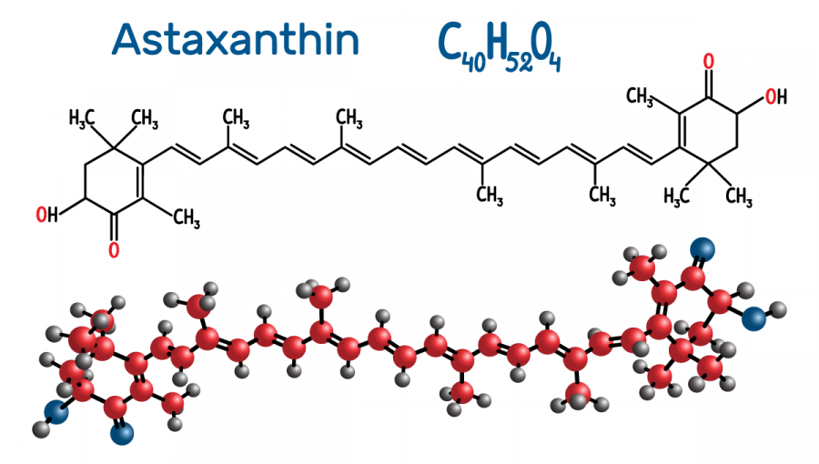 2D aj 3D vzorec astaxantínu 