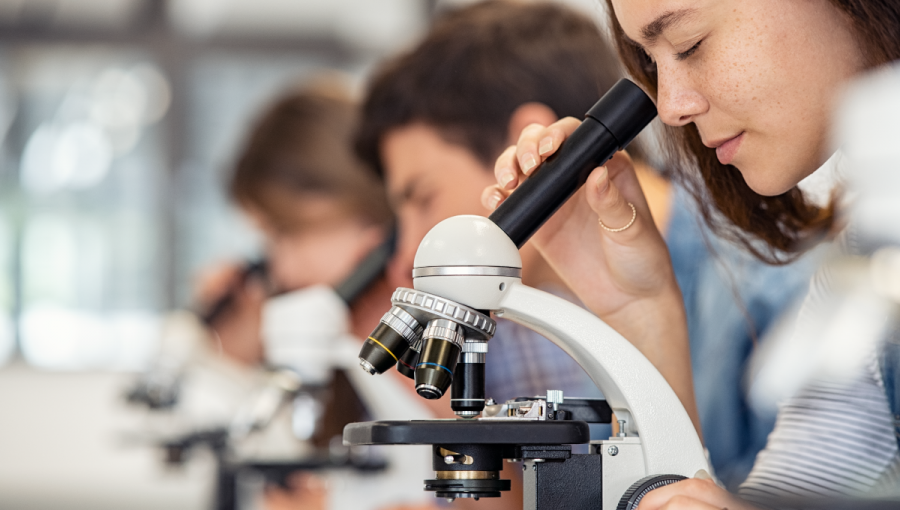 Vedci dívajúci sa do mikroskopov v laboratóriu. Zdroj: iStockphoto.com