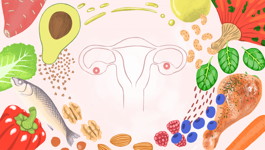 Zdravá strava pre udržanie ženskej plodnosti. Ilustrácia: Michaela Ádám Mašánová