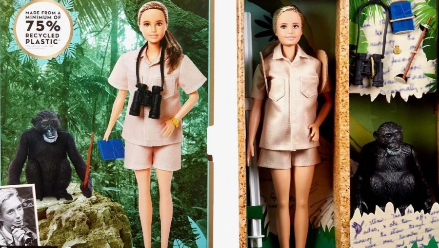 Dr. Jane Goodall Barbie v predajnom balení aj s príslušenstvom. Zdroj: MATELL