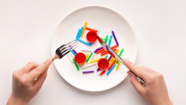 Plasty na tanieri namiesto jedla. Zdroj: iStockphoto.com