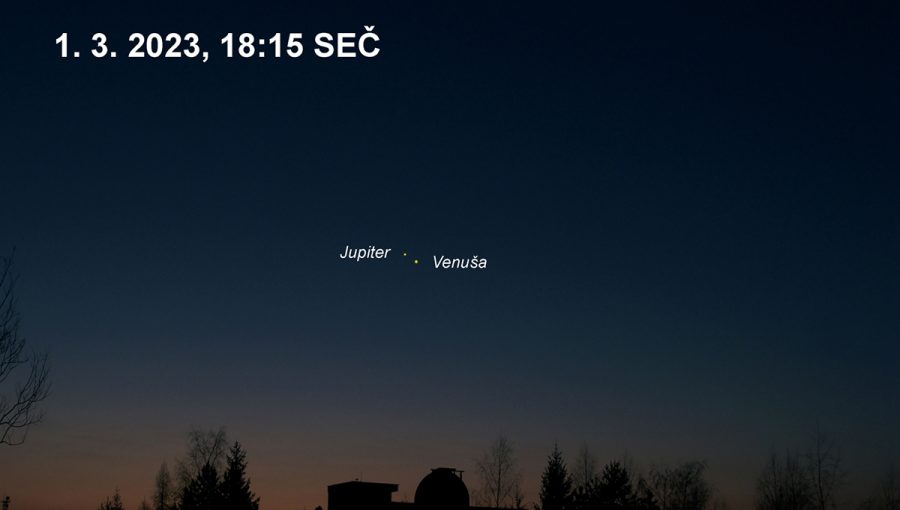 Jupiter a Venuša. Zdroj: Slovenský zväz astronómov