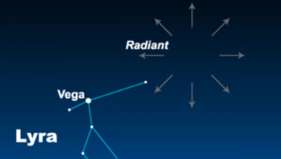 Radiant meteorického roja Lyríd na hranici súhvezdí Lýra a Herkules. Zdroj: Wikipédia