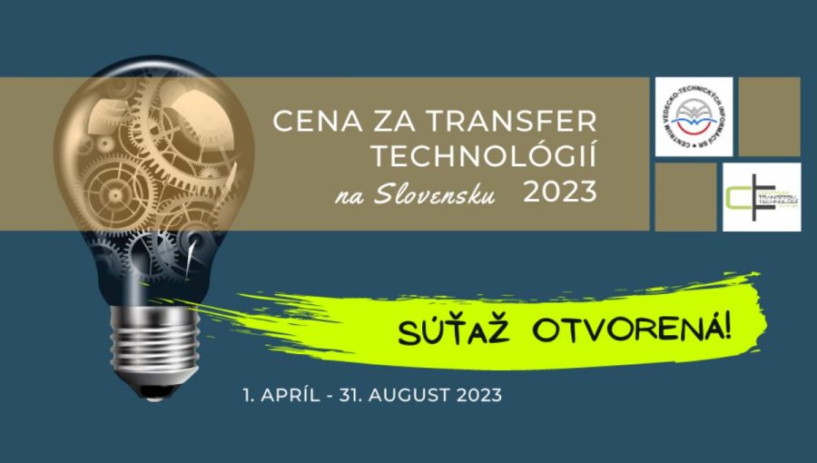 Centrum za transfer technológií CVTI SR prijíma nominácie od vedeckovýskumných inštitúcií do 31. augusta. Zdroj: CVTI SR