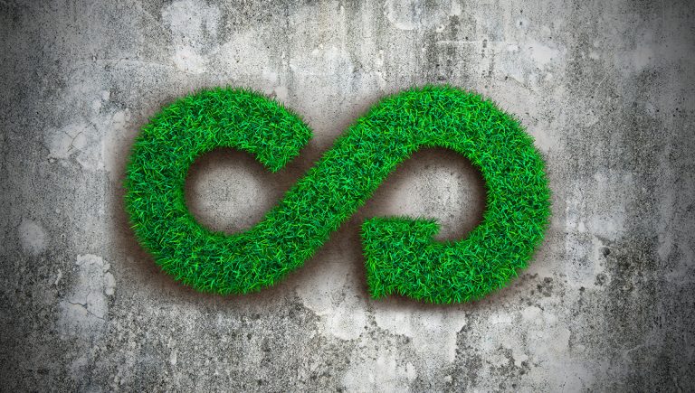 Koncept cirkulárnej ekonomiky, recyklovania, zeleného betónu. Zdroj: iStockphoto.com