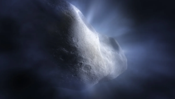 Ilustrácia umelca ukazuje, ako sa ľad vyparuje na plyn z kométy 238P/Read, keď sa jej dráha blíži k slnku. Zdroj: NASA/ESA