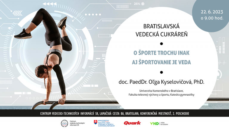 Banner podujatia Vedecká cukráreň: O športe trochu inak – aj športovanie je veda