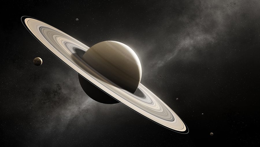 Planéta Saturn a jeho mesiace. Zdroj: iStockphoto.com