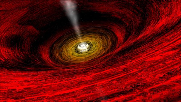Umelecká predstava čiernej diery v binárnom systéme J1655-40. Zdroj: NASA/CXC/A.Hobart.
