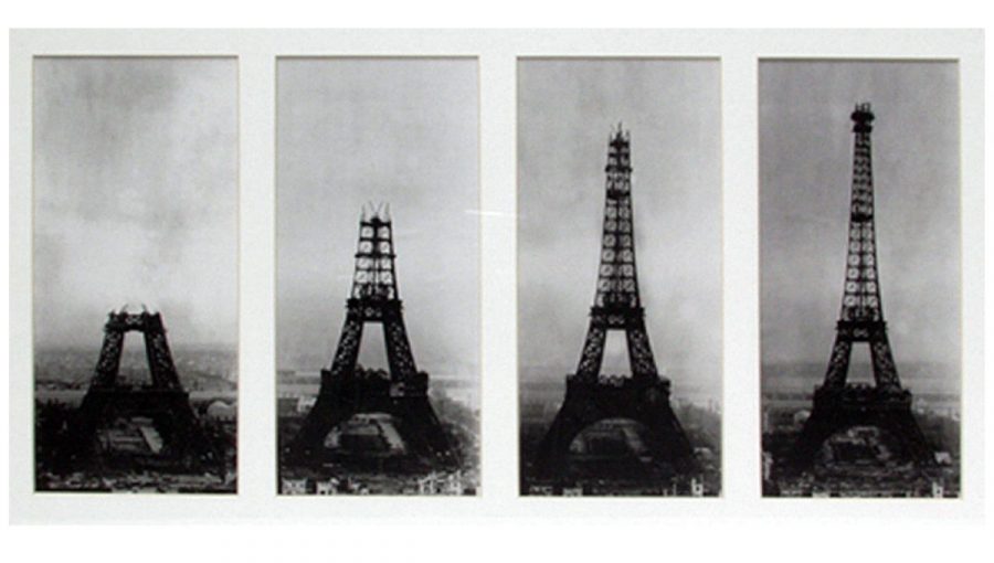 Eiffelova veža v jednotlivých fázach stavby. Zdroj: Wikimedia Commons