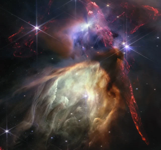 Rho Ophiuchi oblakový komplex. Zdroj: NASA, ESA, CSA, STScI, Klaus Pontoppidan/STScI, Alyssa Pagan/STScI