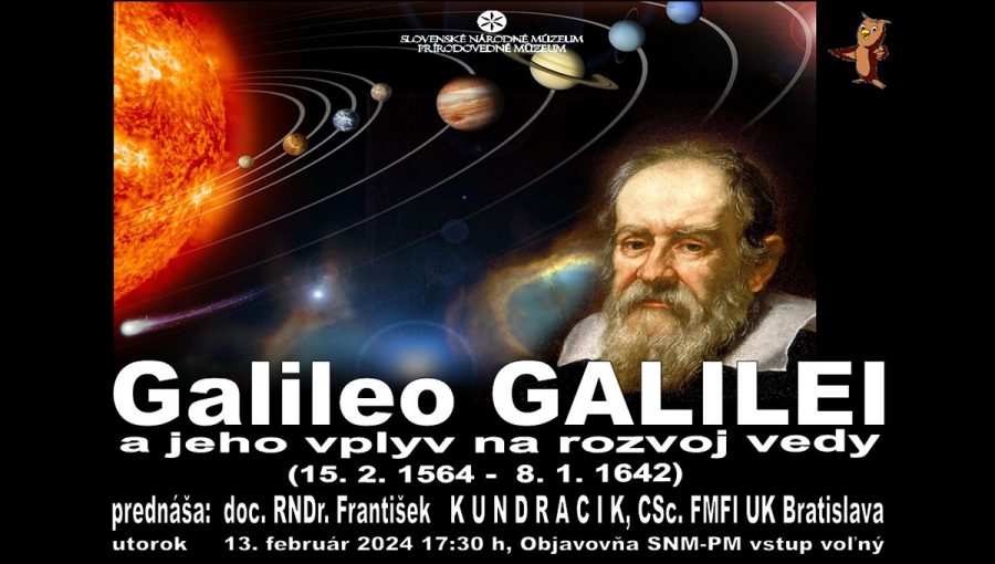 Plagát prednášky: Galileo Galilei a jeho vplyv na rozvoj vedy