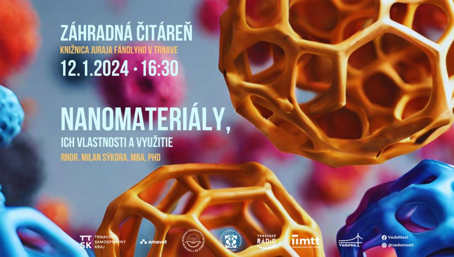 Plagát podujatia VedoMost: Nanomateriály, ich vlastnosti a využitie