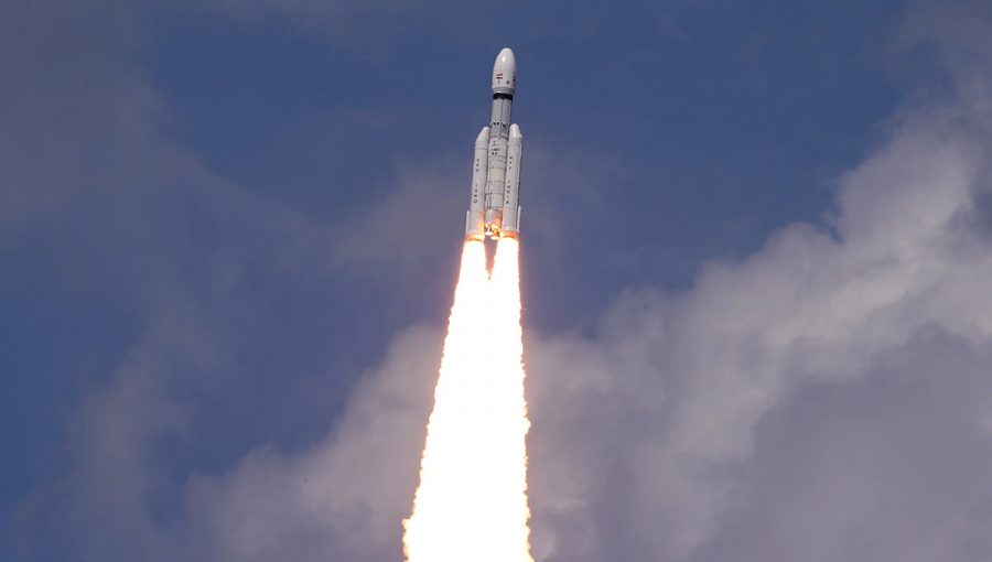 Let nosnej rakety LVM3 z kozmodrómu Šríharikota. Zdroj: ISRO