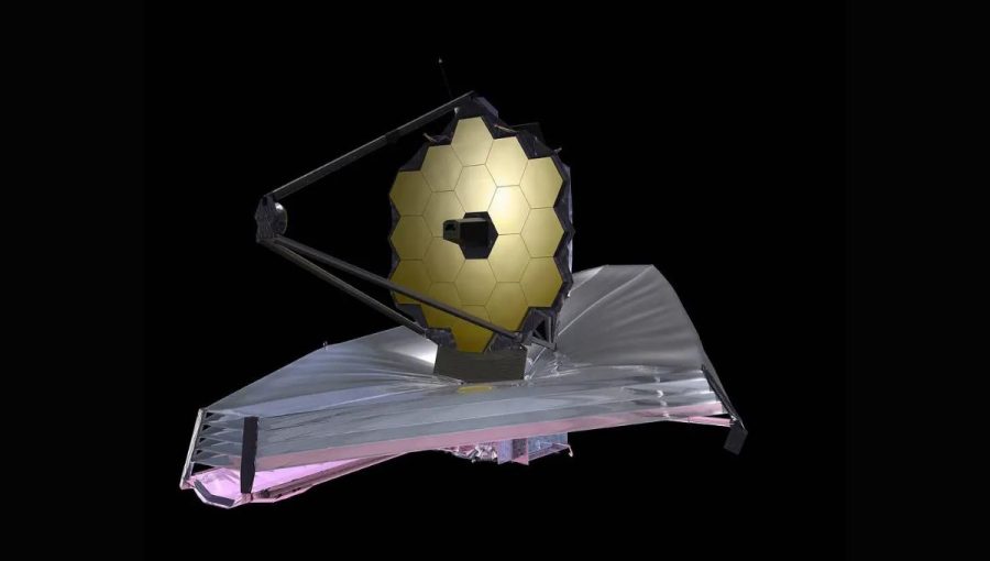 Vesmírny teleskop Jamesa Webba je umiestnený v Lagrangeovom bode L2, hlboký vesmír pozoruje v infračervenom spektre. Zdroj foto: NASA