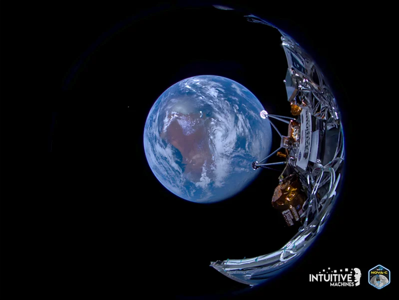 Snímka zo sondy Odysseus po tom, čo dosiahla obežnú dráhu Zeme. Zdroj: Intuitive Machines