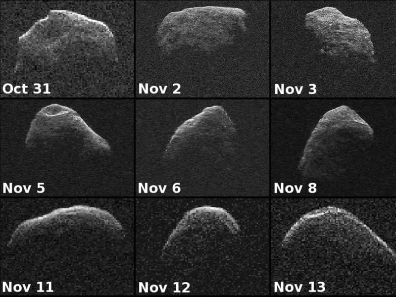 Radarové snímky asteroidu Apophis zachytené NASA v roku 2012. Zdroj: NASA/JPL-CalTech