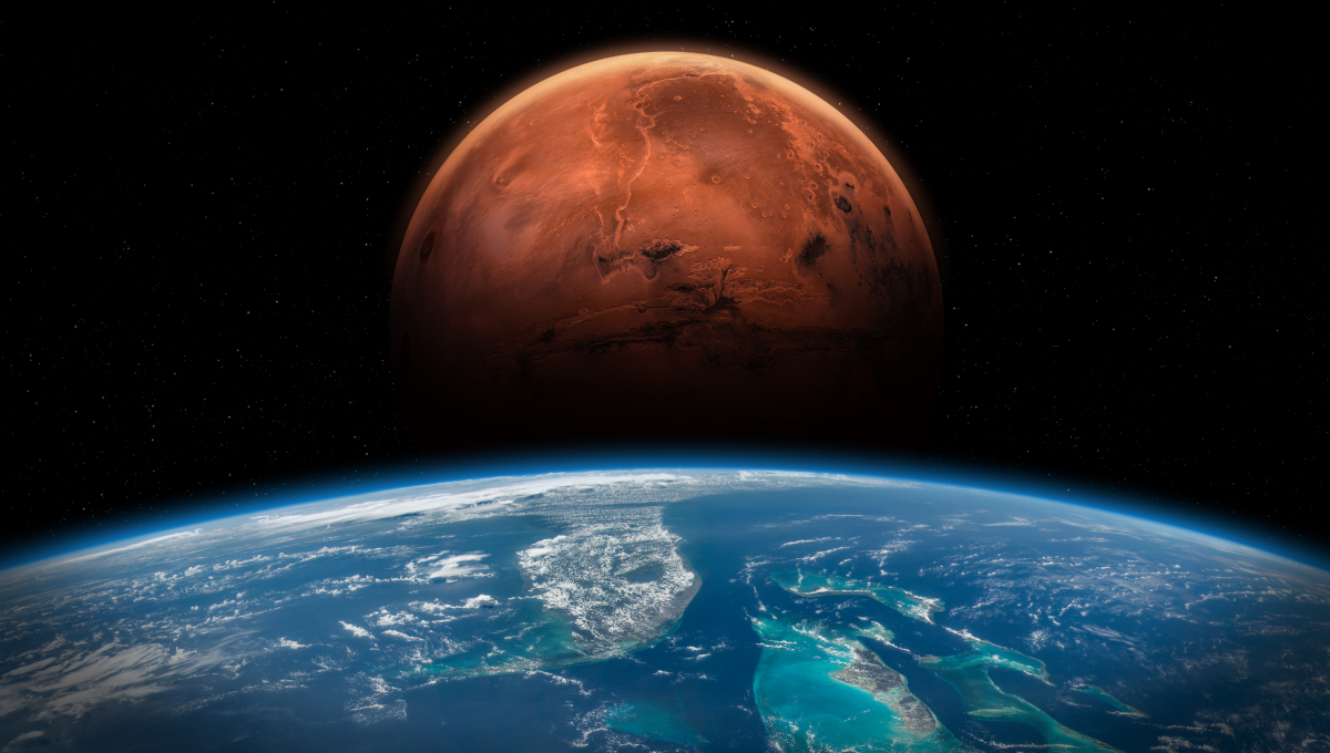 Pohľad na Zem a Mars z vesmíru. Zdroj: iStockphoto.com