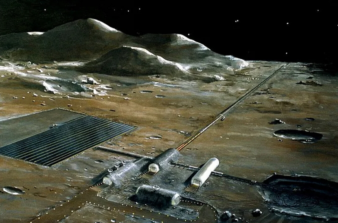 Umelecká predstava základne na Mesiaci. Zdroj: Wikimedia Commons