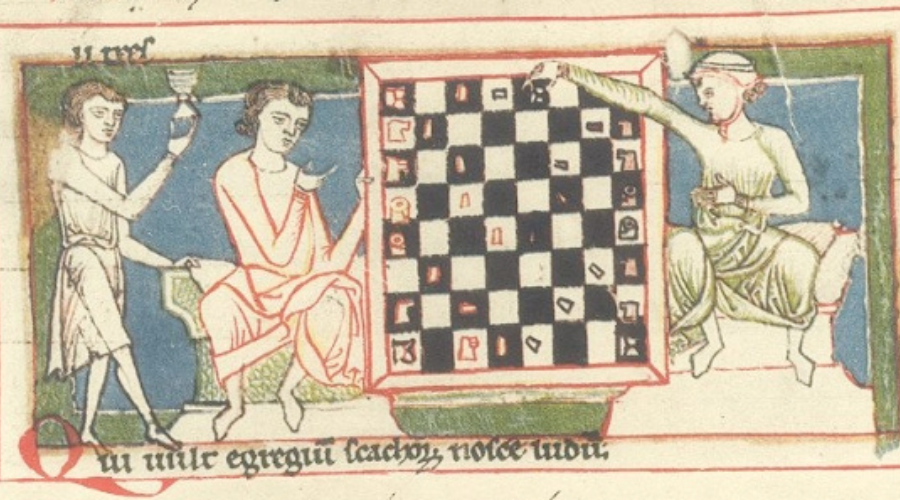Hráči šachu v období stredoveku. 