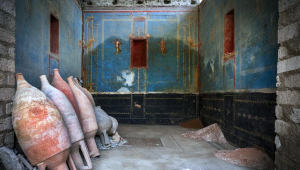 Modrá miestnosť v Pompejach v Taliansku. Zdroj: Parco Pompei/Abaca via Newscom