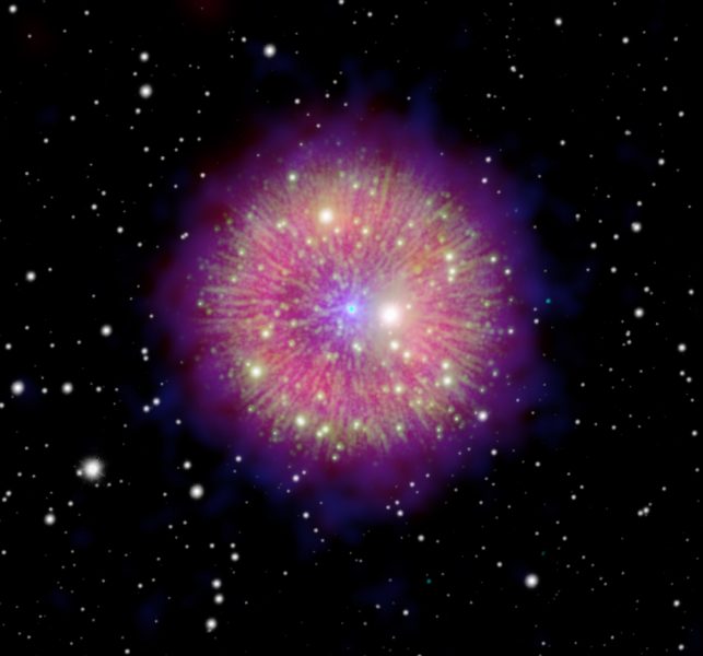 Pozostatok explózie, ktorá sa odohrala pred 800 rokmi. V historických záznamoch sa píše, že supernova SN 1181 vyzerala ako dočasná hviezda žiariaca jasne ako Saturn. Zdroj: NASA