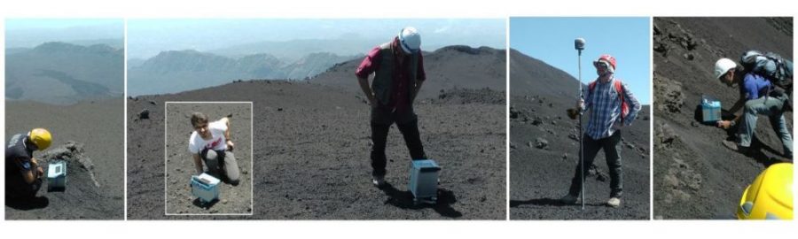 Gravimetrické merania pomocou relatívnych gravimetrov a GNSS na JV úbočí vrcholových kráterov. 