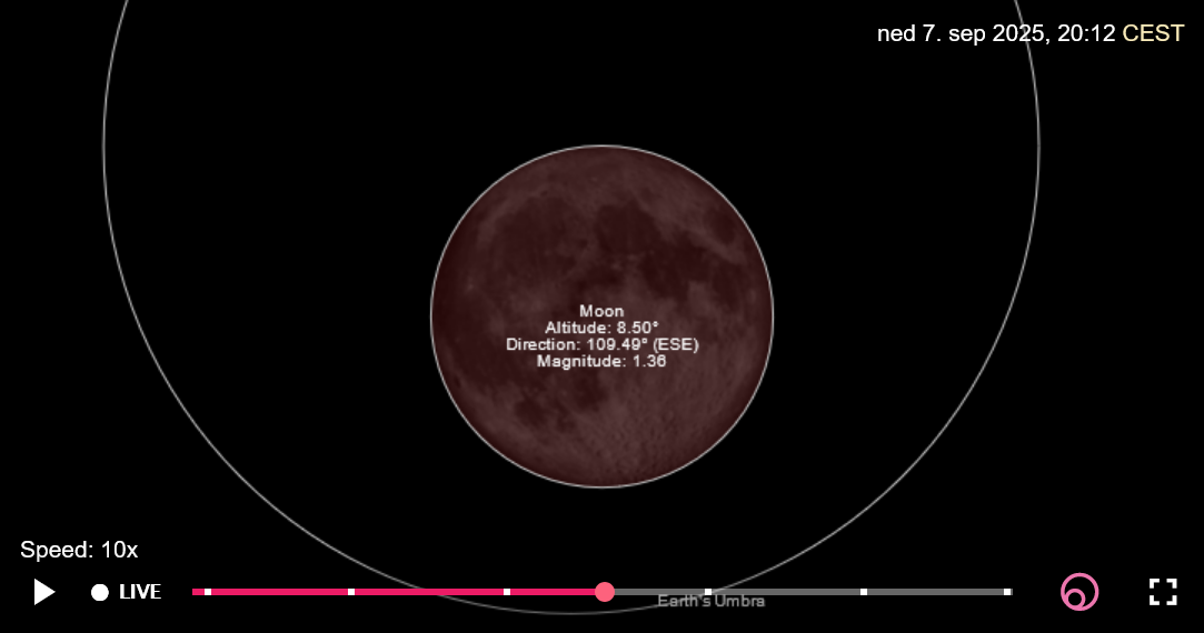 Maximálna fáza zatmenia Mesiaca 7. septembra 2025. Zdroj: timeanddate.com