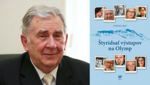 Profesor Štefan Luby a jeho kniha Štyridsať výstupov na Olymp. Zdroj: SAV