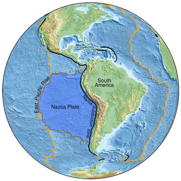 Mapa oblasti East Pacific Rise, kde bol objavené starobylé morské dno.