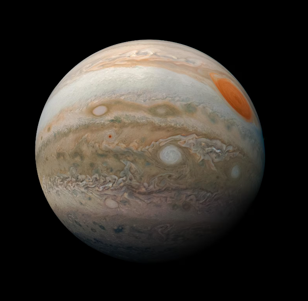 Veľká červená škvrna Jupitera. Zdroj: NASA/JPL