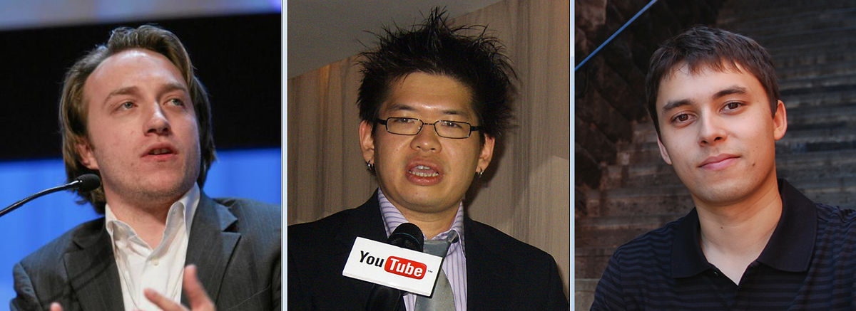 Zakladatelia Youtube zľava Chad Hurley, Steve Chen a Jawed Karim. Zdroj: Wikimedia