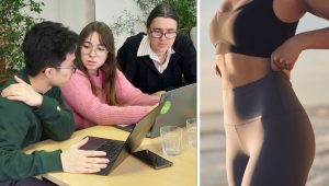 Tím Filora. Zľava Zhuo Jin, Michaela Cibulková, Zuzana Stožická. Zdroj: Archív Filora. Obrázok - legíny. Zdroj: iStock/max-kegfire